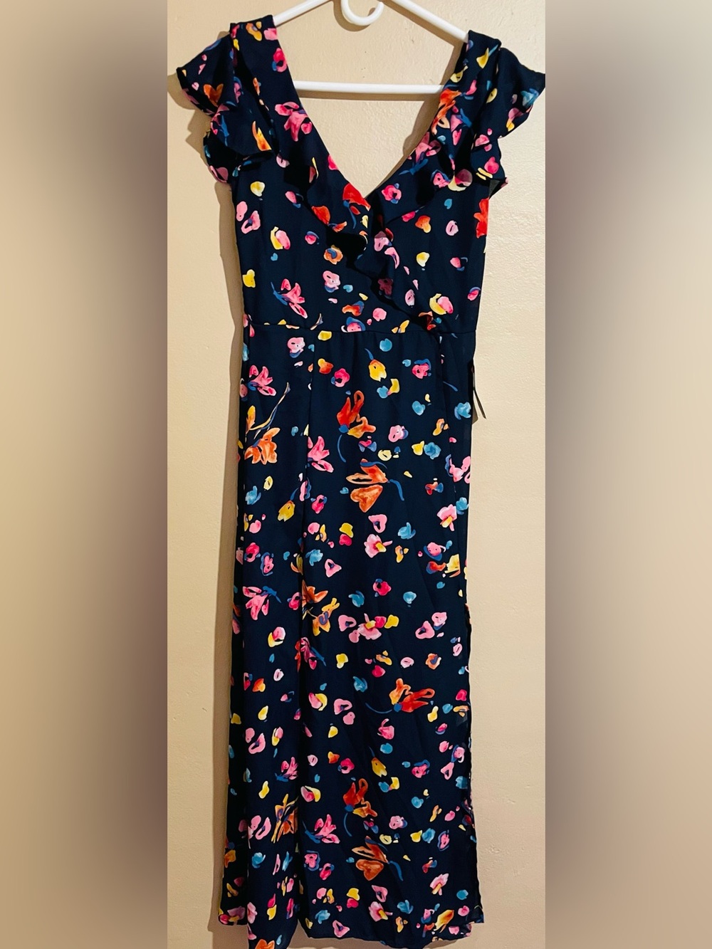 Nordstrom Navy Maxi Dress with Multicolor Floral Print